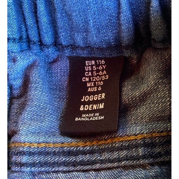 H&M Kids size 5-6 year old denim jogger jeans with elastic waist - Picture 6 of 9